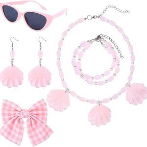 NWT Adorable Barbie Costume Movie Pink Gingham Plaid Girls Accessory Pack